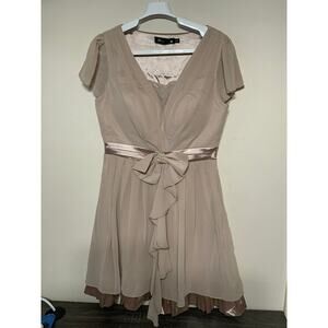 NWT - Alisa Pan Women's Rhinestone Bowtie V Neck Dress